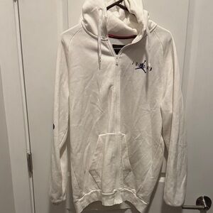 Jordan White Hoodie with Blue Logo